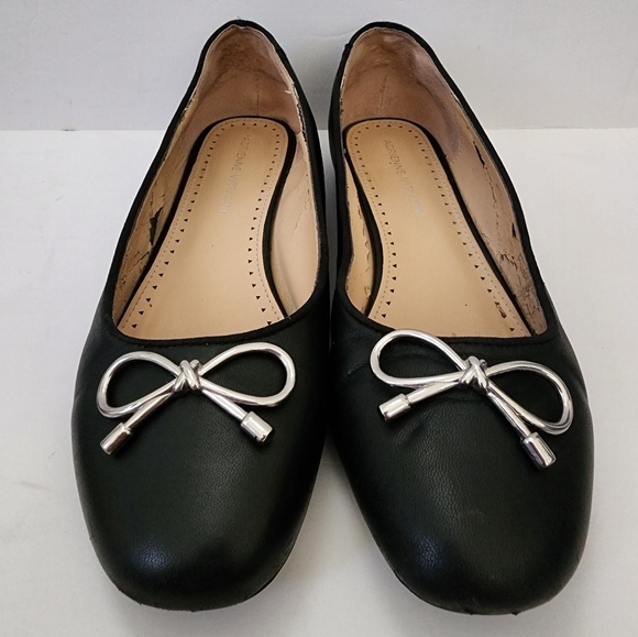 Adrienne Vittadini Womans Midnight Black  Metal Front Bow Ballet Flats, sz 8 - Picture 3 of 10